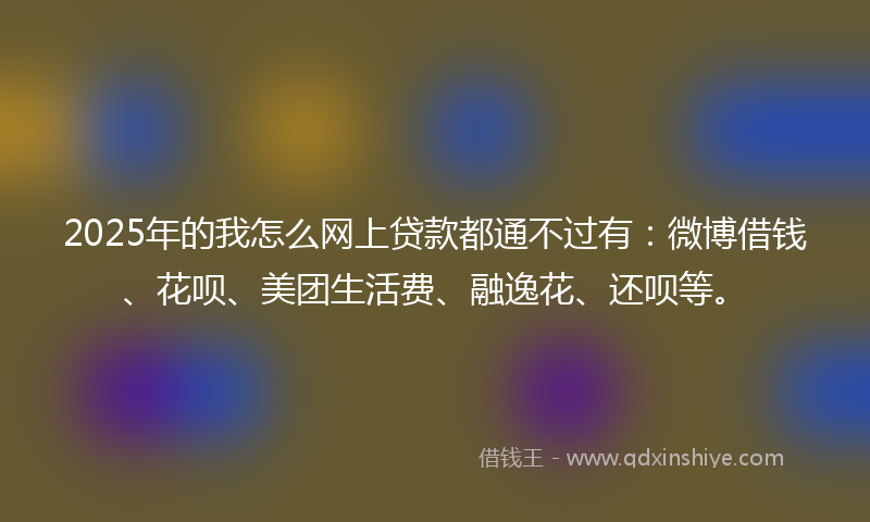 2025年的我怎么网上贷款都通不过有：微博借钱、花呗、美团生活费、融逸花、还呗等。