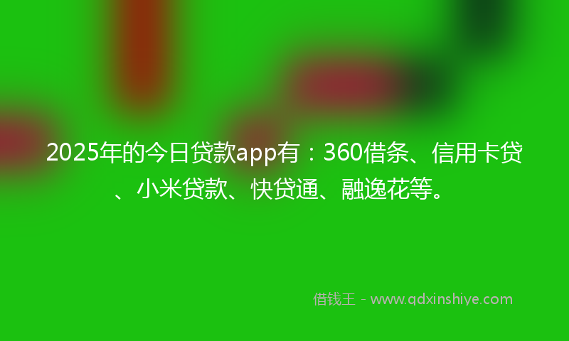 2025年的今日贷款app有：360借条、信用卡贷、小米贷款、快贷通、融逸花等。