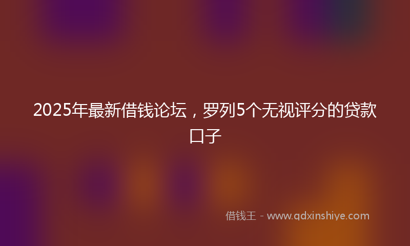 2025年最新借钱论坛，罗列5个无视评分的贷款口子