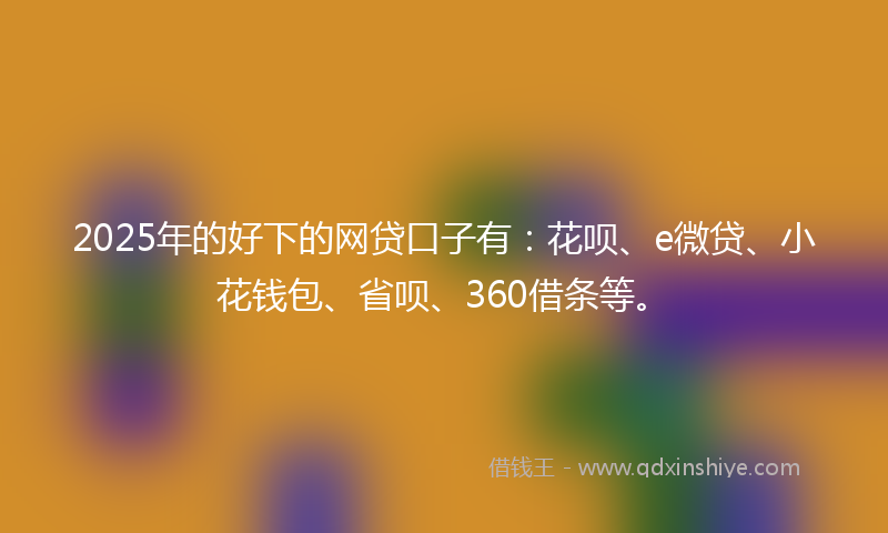 2025年的好下的网贷口子有：花呗、e微贷、小花钱包、省呗、360借条等。
