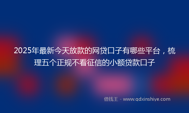 2025年最新今天放款的网贷口子有哪些平台，梳理五个正规不看征信的小额贷款口子
