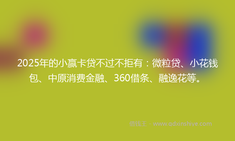 2025年的小赢卡贷不过不拒有：微粒贷、小花钱包、中原消费金融、360借条、融逸花等。