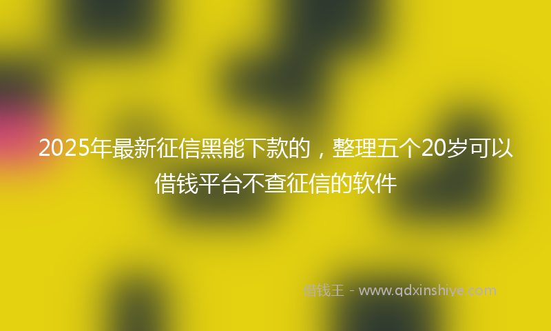 2025年最新征信黑能下款的，整理五个20岁可以借钱平台不查征信的软件