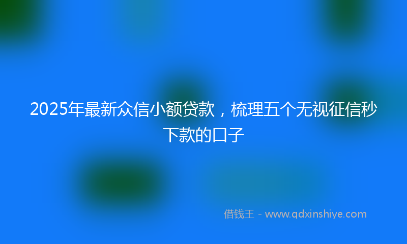 2025年最新众信小额贷款，梳理五个无视征信秒下款的口子