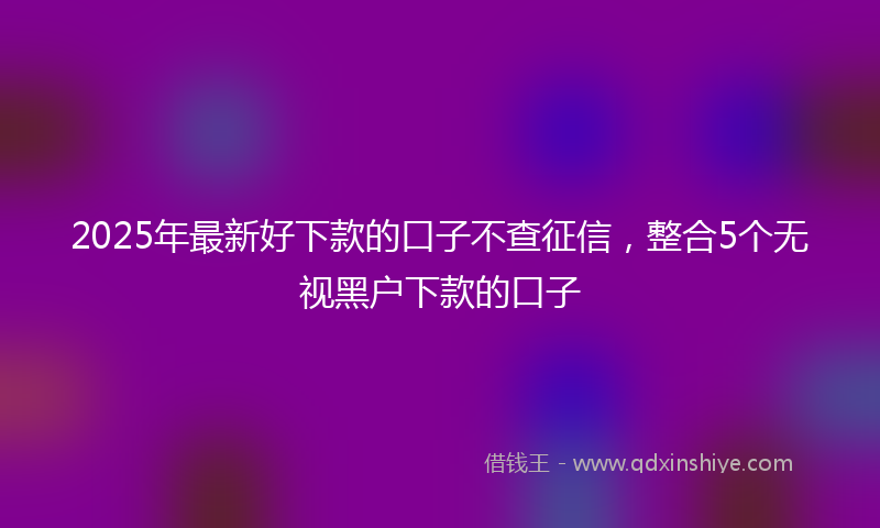 2025年最新好下款的口子不查征信，整合5个无视黑户下款的口子
