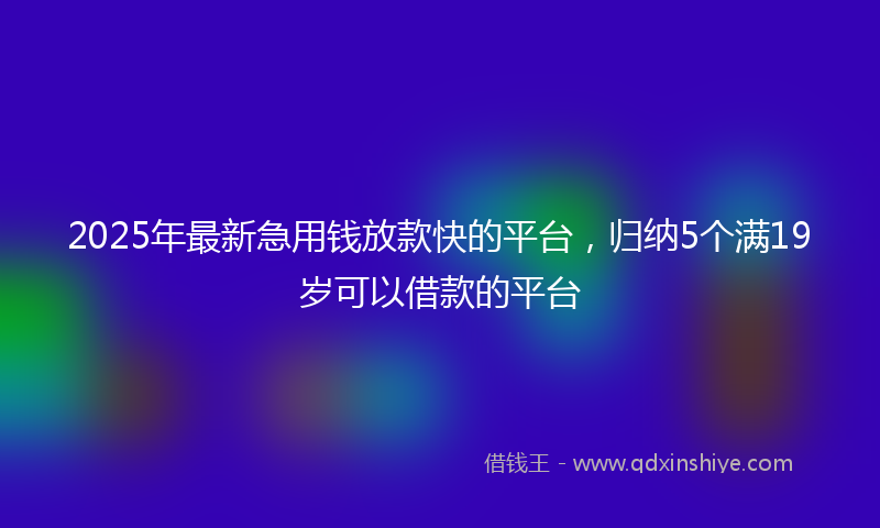 2025年最新急用钱放款快的平台，归纳5个满19岁可以借款的平台