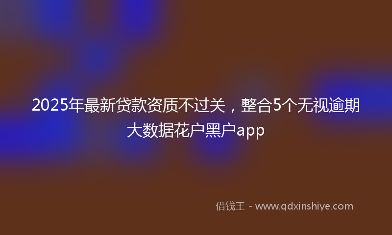 2025年最新贷款资质不过关，整合5个无视逾期大数据花户黑户app