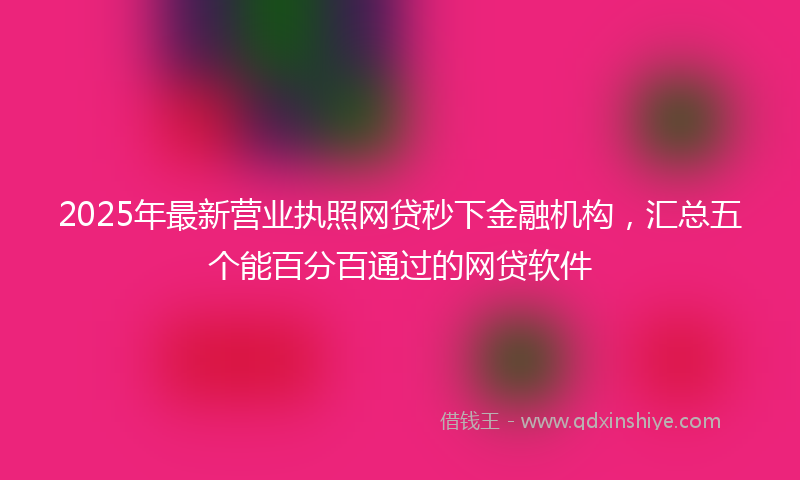 2025年最新营业执照网贷秒下金融机构，汇总五个能百分百通过的网贷软件