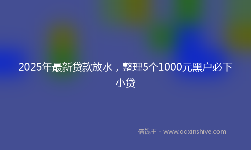 2025年最新贷款放水，整理5个1000元黑户必下小贷