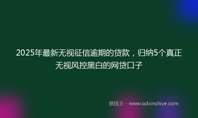 2025年最新无视征信逾期的贷款，归纳5个真正无视风控黑白的网贷口子