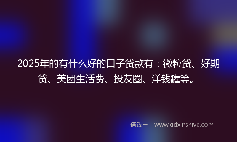 2025年的有什么好的口子贷款有：微粒贷、好期贷、美团生活费、投友圈、洋钱罐等。