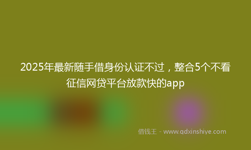 2025年最新随手借身份认证不过，整合5个不看征信网贷平台放款快的app
