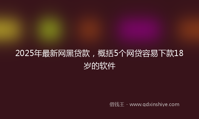 2025年最新网黑贷款，概括5个网贷容易下款18岁的软件