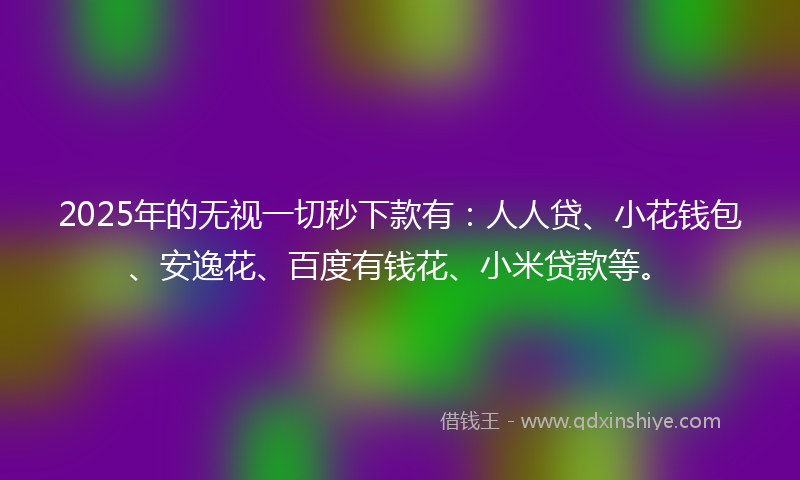 2025年的无视一切秒下款有：人人贷、小花钱包、安逸花、百度有钱花、小米贷款等。