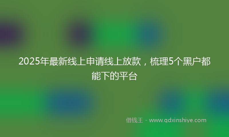 2025年最新线上申请线上放款，梳理5个黑户都能下的平台