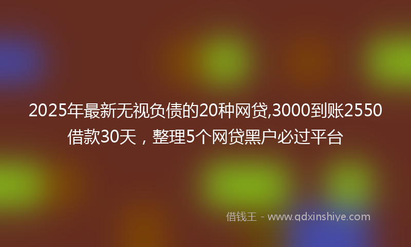 2025年最新无视负债的20种网贷,3000到账2550借款30天，整理5个网贷黑户必过平台