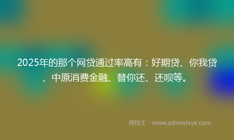2025年的那个网贷通过率高有：好期贷、你我贷、中原消费金融、替你还、还呗等。