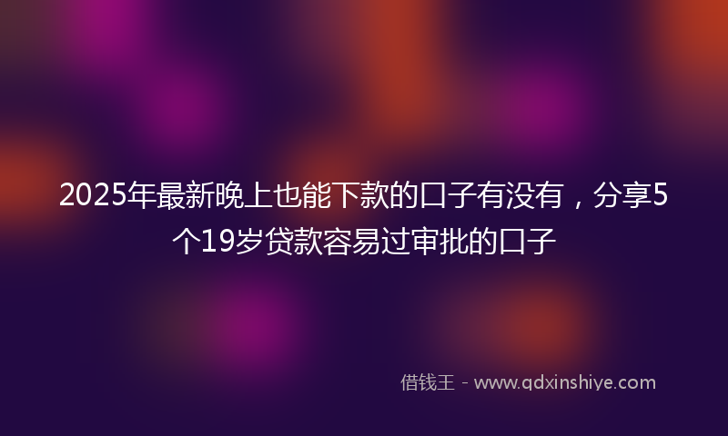 2025年最新晚上也能下款的口子有没有，分享5个19岁贷款容易过审批的口子
