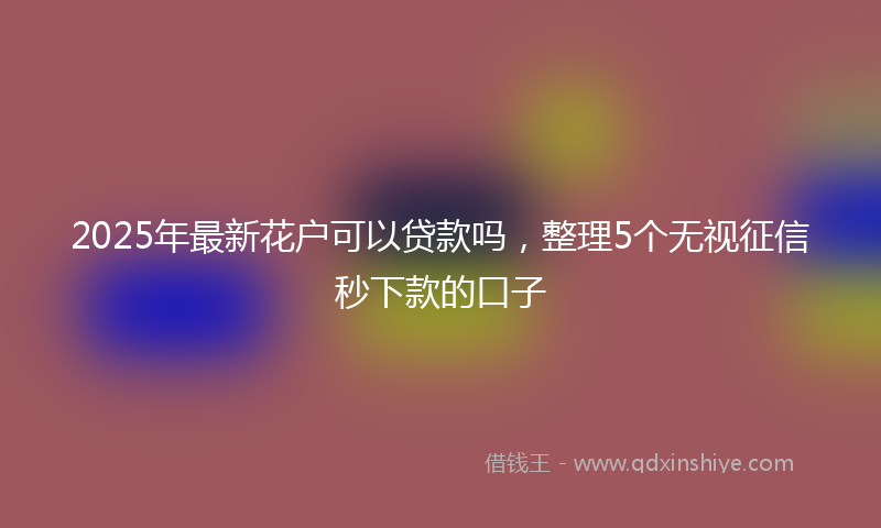 2025年最新花户可以贷款吗，整理5个无视征信秒下款的口子