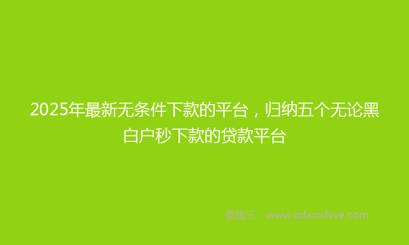2025年最新无条件下款的平台，归纳五个无论黑白户秒下款的贷款平台