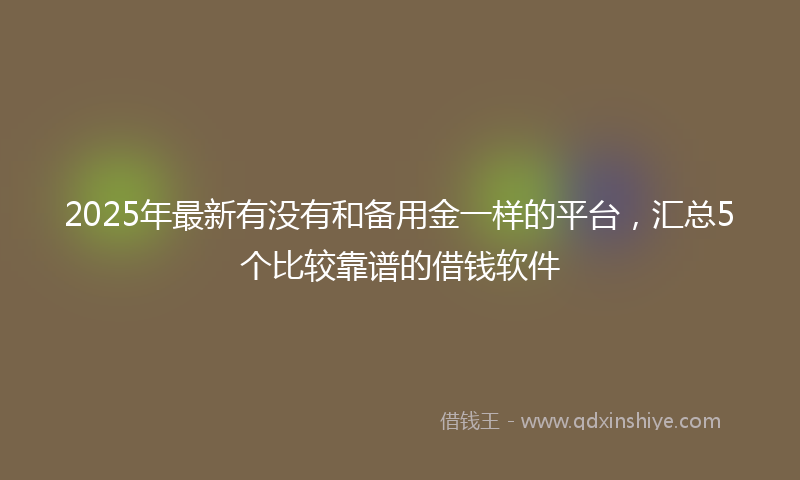 2025年最新有没有和备用金一样的平台，汇总5个比较靠谱的借钱软件