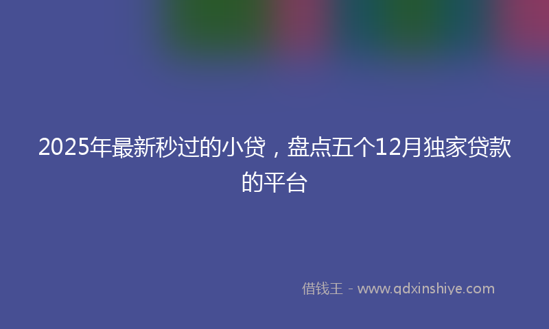 2025年最新秒过的小贷，盘点五个12月独家贷款的平台