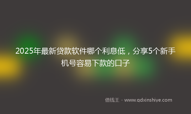 2025年最新贷款软件哪个利息低，分享5个新手机号容易下款的口子