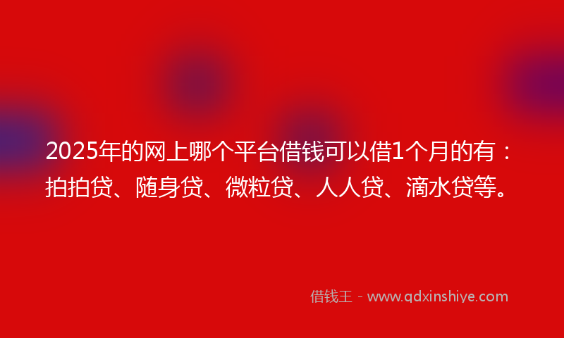 2025年的网上哪个平台借钱可以借1个月的有：拍拍贷、随身贷、微粒贷、人人贷、滴水贷等。