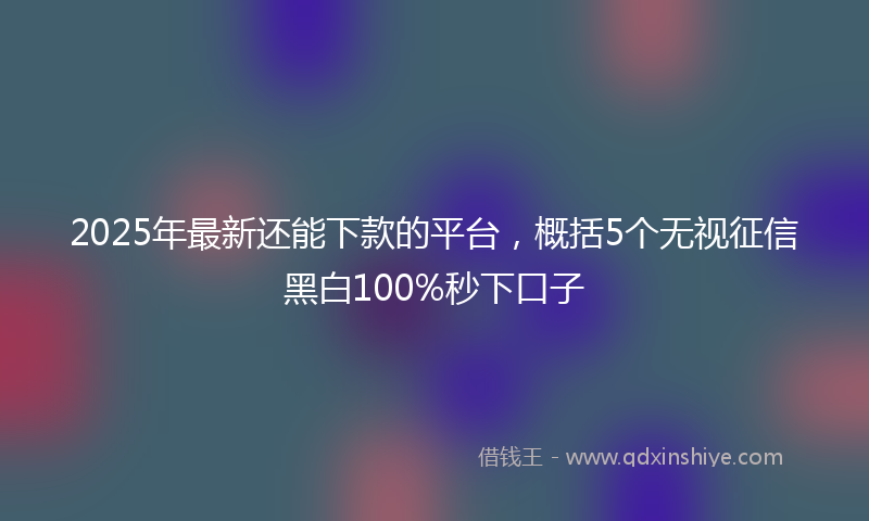 2025年最新还能下款的平台，概括5个无视征信黑白100%秒下口子