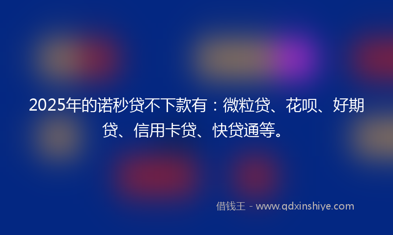 2025年的诺秒贷不下款有：微粒贷、花呗、好期贷、信用卡贷、快贷通等。