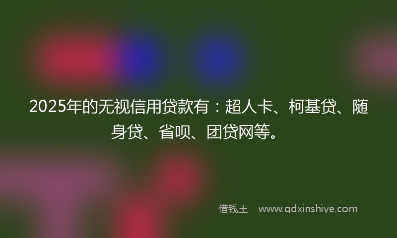 2025年的无视信用贷款有：超人卡、柯基贷、随身贷、省呗、团贷网等。