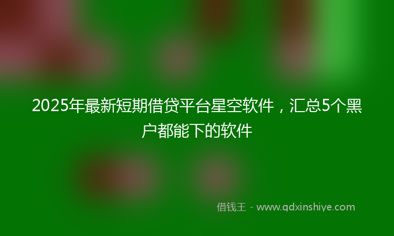 2025年最新短期借贷平台星空软件，汇总5个黑户都能下的软件