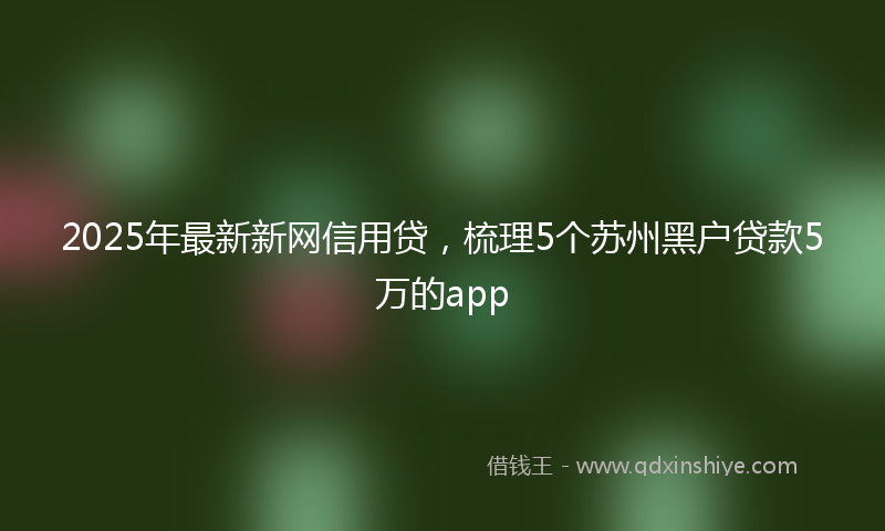 2025年最新新网信用贷，梳理5个苏州黑户贷款5万的app
