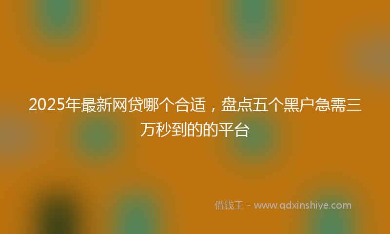 2025年最新网贷哪个合适，盘点五个黑户急需三万秒到的的平台