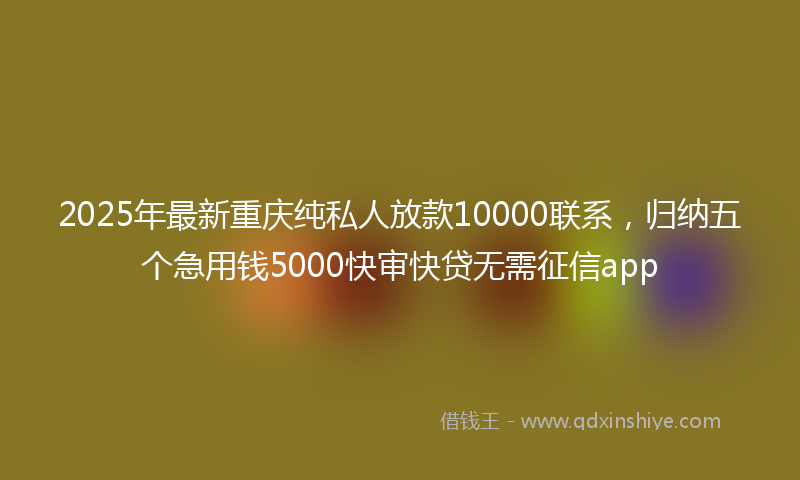 2025年最新重庆纯私人放款10000联系，归纳五个急用钱5000快审快贷无需征信app