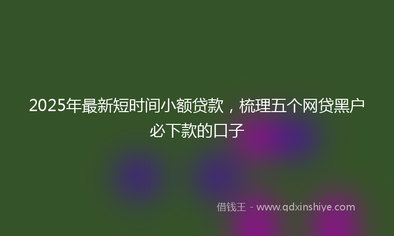 2025年最新短时间小额贷款，梳理五个网贷黑户必下款的口子