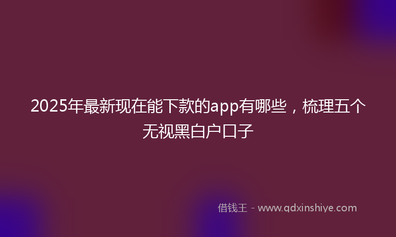 2025年最新现在能下款的app有哪些，梳理五个无视黑白户口子