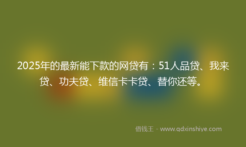 2025年的最新能下款的网贷有：51人品贷、我来贷、功夫贷、维信卡卡贷、替你还等。