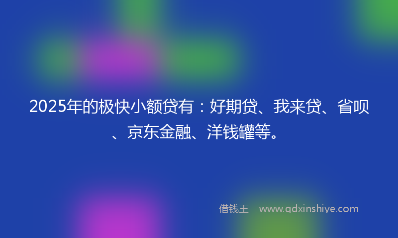 2025年的极快小额贷有：好期贷、我来贷、省呗、京东金融、洋钱罐等。