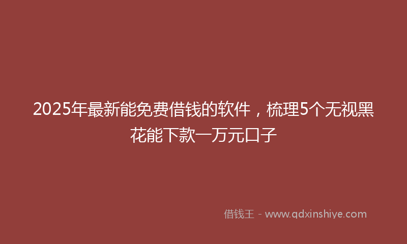 2025年最新能免费借钱的软件，梳理5个无视黑花能下款一万元口子