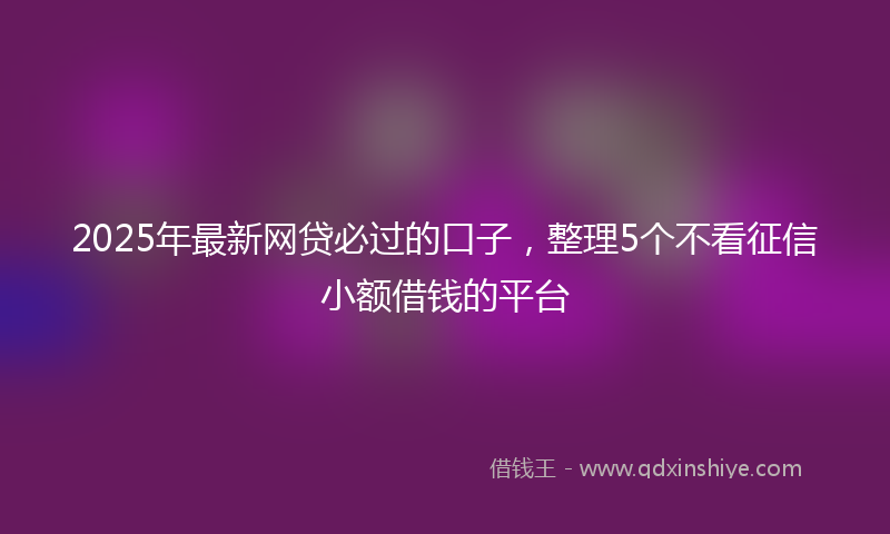 2025年最新网贷必过的口子，整理5个不看征信小额借钱的平台