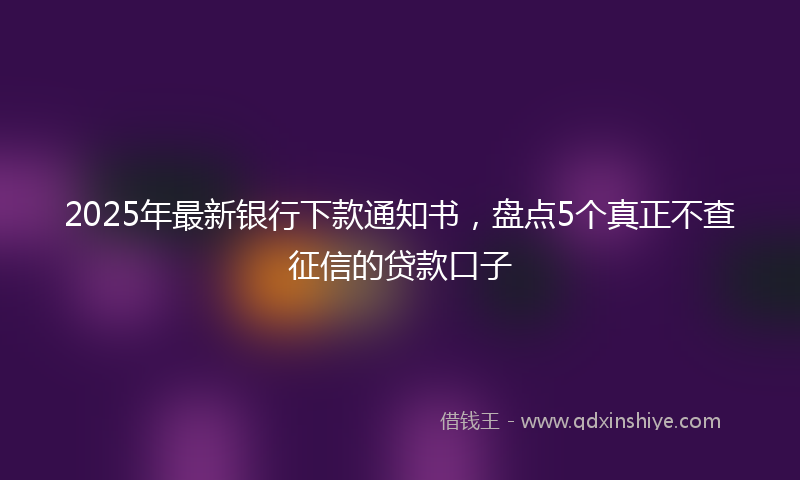 2025年最新银行下款通知书，盘点5个真正不查征信的贷款口子