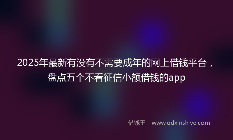 2025年最新有没有不需要成年的网上借钱平台，盘点五个不看征信小额借钱的app