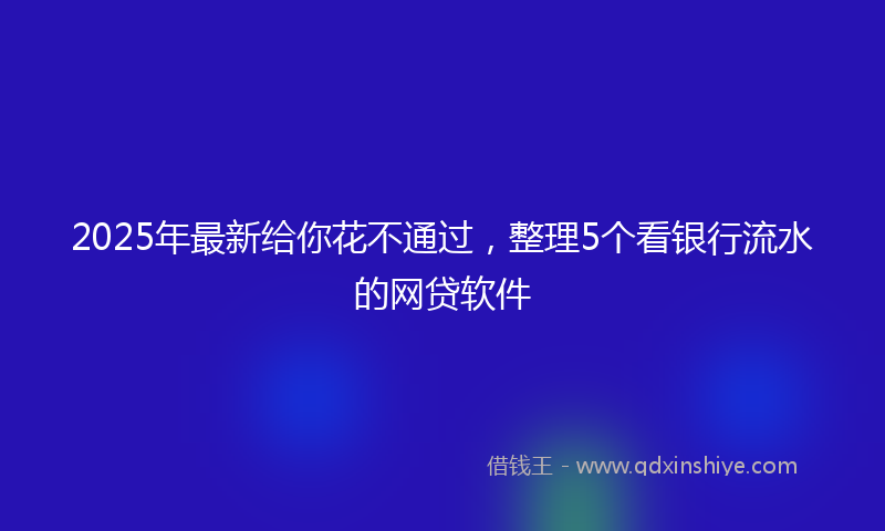 2025年最新给你花不通过，整理5个看银行流水的网贷软件