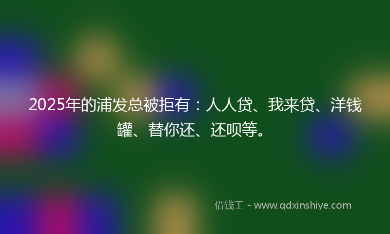2025年的浦发总被拒有：人人贷、我来贷、洋钱罐、替你还、还呗等。