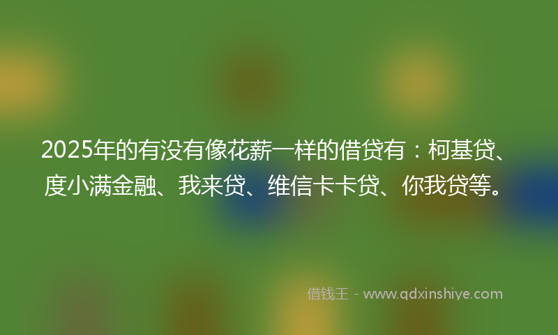 2025年的有没有像花薪一样的借贷有：柯基贷、度小满金融、我来贷、维信卡卡贷、你我贷等。