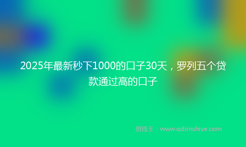 2025年最新秒下1000的口子30天，罗列五个贷款通过高的口子