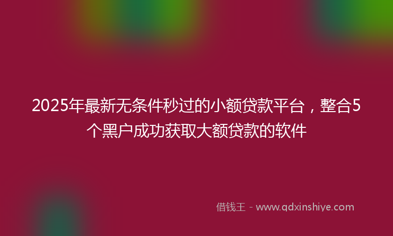 2025年最新无条件秒过的小额贷款平台，整合5个黑户成功获取大额贷款的软件