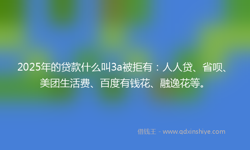 2025年的贷款什么叫3a被拒有：人人贷、省呗、美团生活费、百度有钱花、融逸花等。