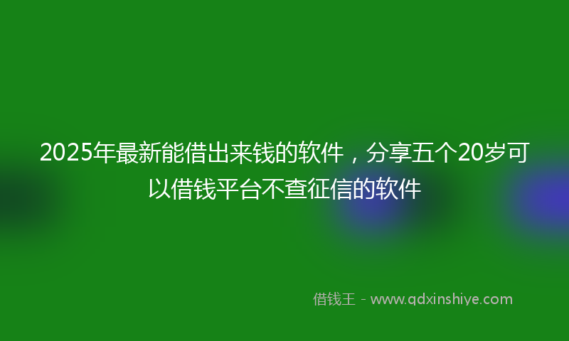 2025年最新能借出来钱的软件，分享五个20岁可以借钱平台不查征信的软件